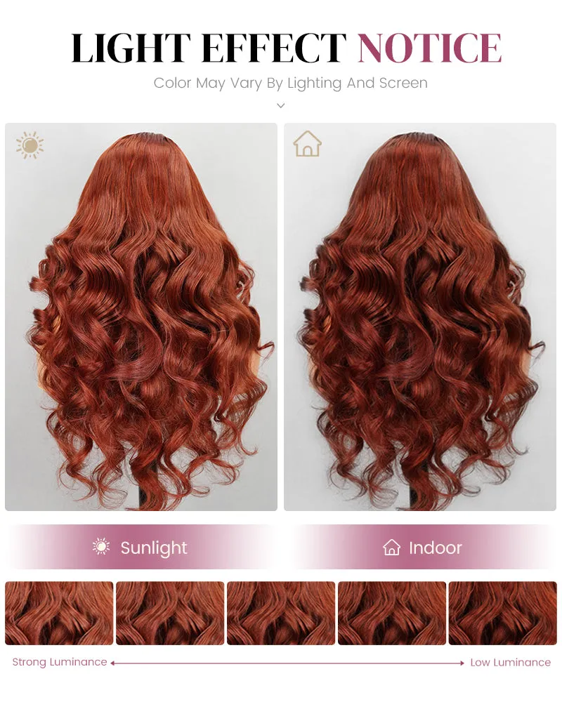 Reddish Auburn Brown Color Body Wave 13x4/6x5 Pre-cut Lace Front Human Hair Wig