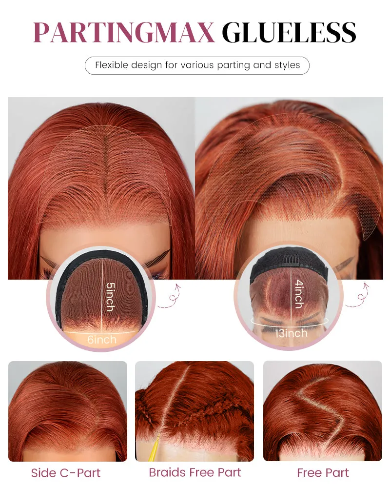 Reddish Auburn Brown Color Body Wave 13x4/6x5 Pre-cut Lace Front Human Hair Wig