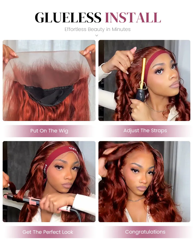 Reddish Brown Colored Body Wave 13x6 Lace Frontal Human Hair Wigs