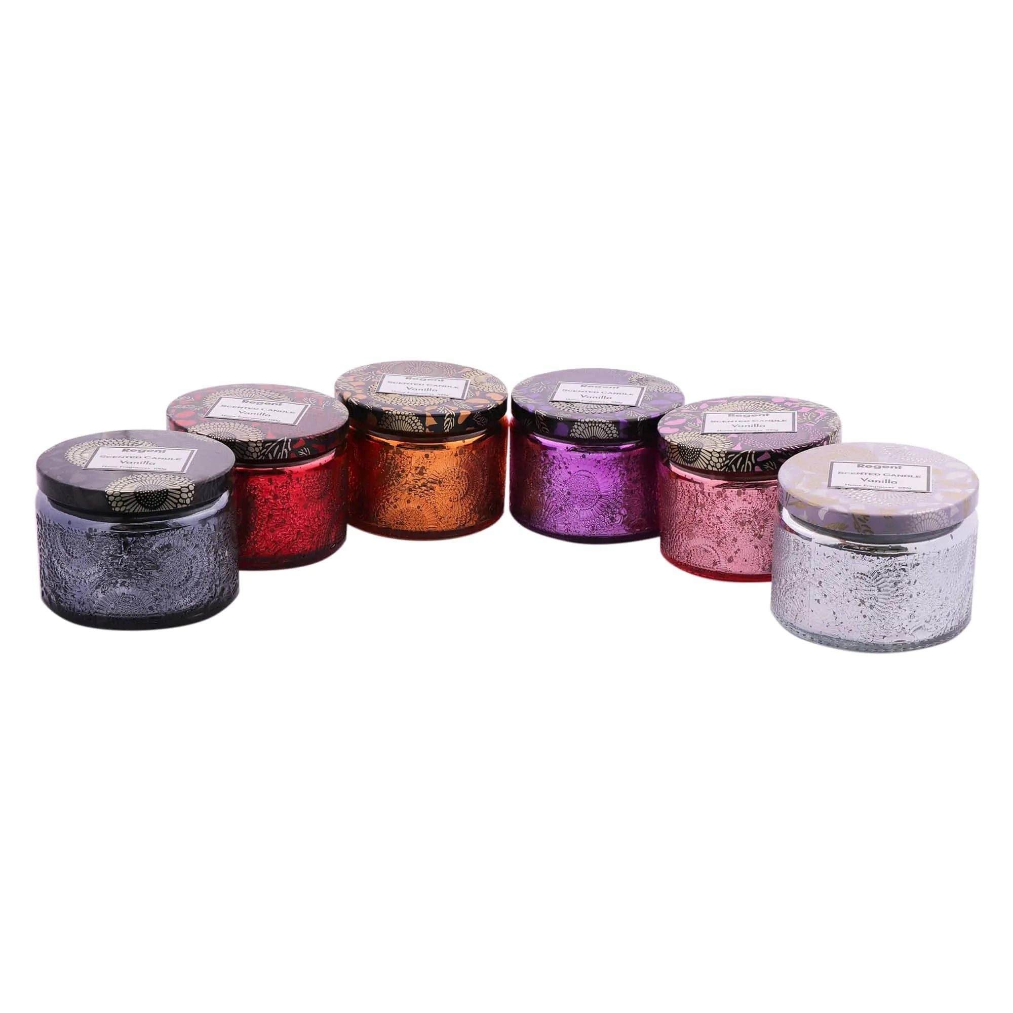 Regent Scented Candles (Vanilla) In Embossed Glass Jars 100g 35305
