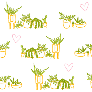 Rejuvenating Scented Sachets in "Houseplant Love" Pattern Filled with Organic Ingredients (Assorted Colors)