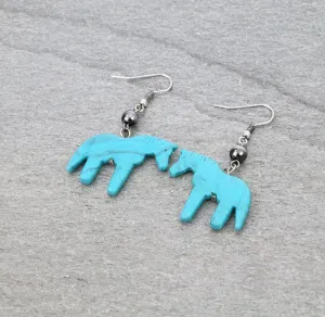 Reno Carved Stone Horse Fashion Earrings
