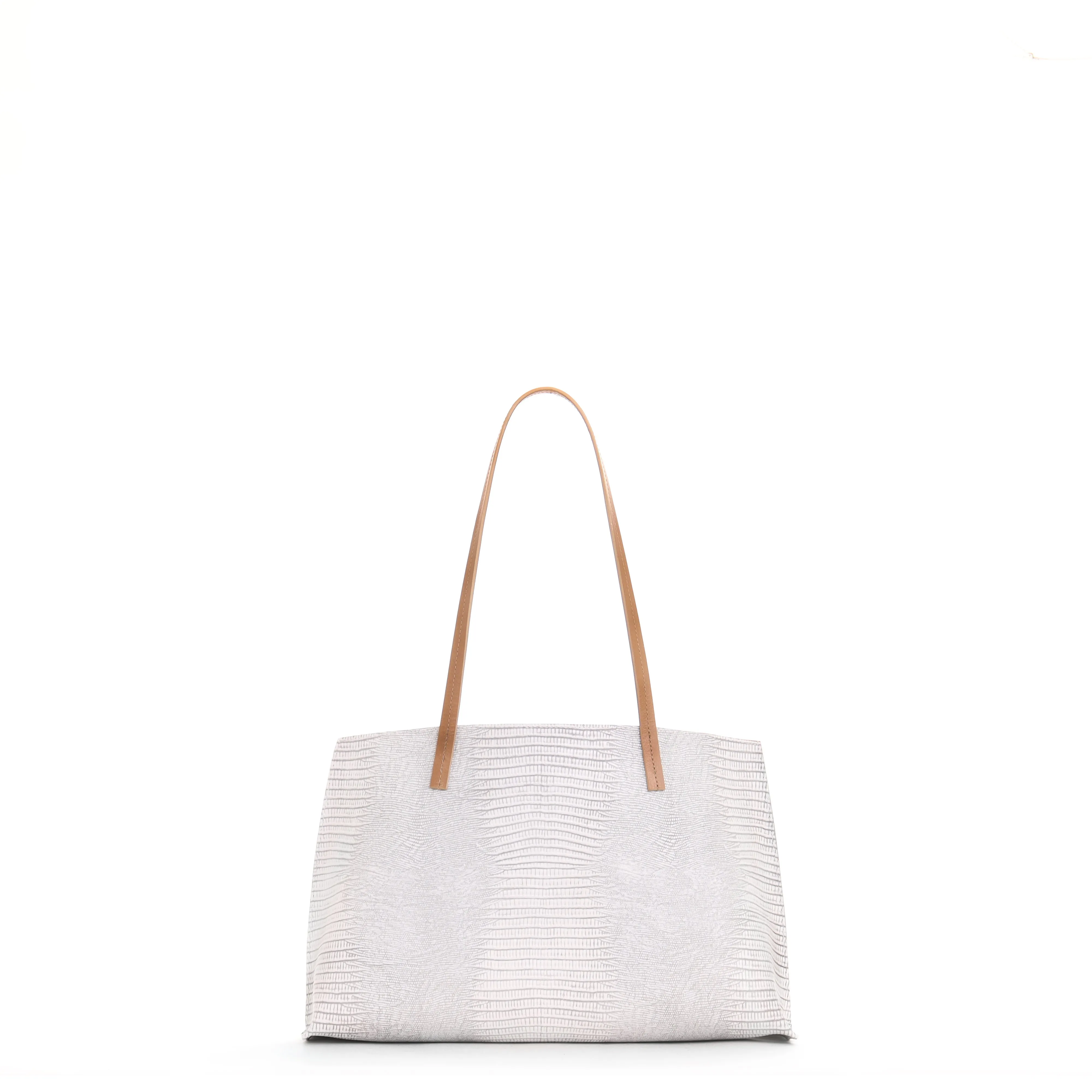RESORT SHOPPER ANTIQUE WHITE EMBOSSED LIZARD