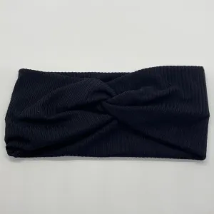 Ribbed Black Twist Headband