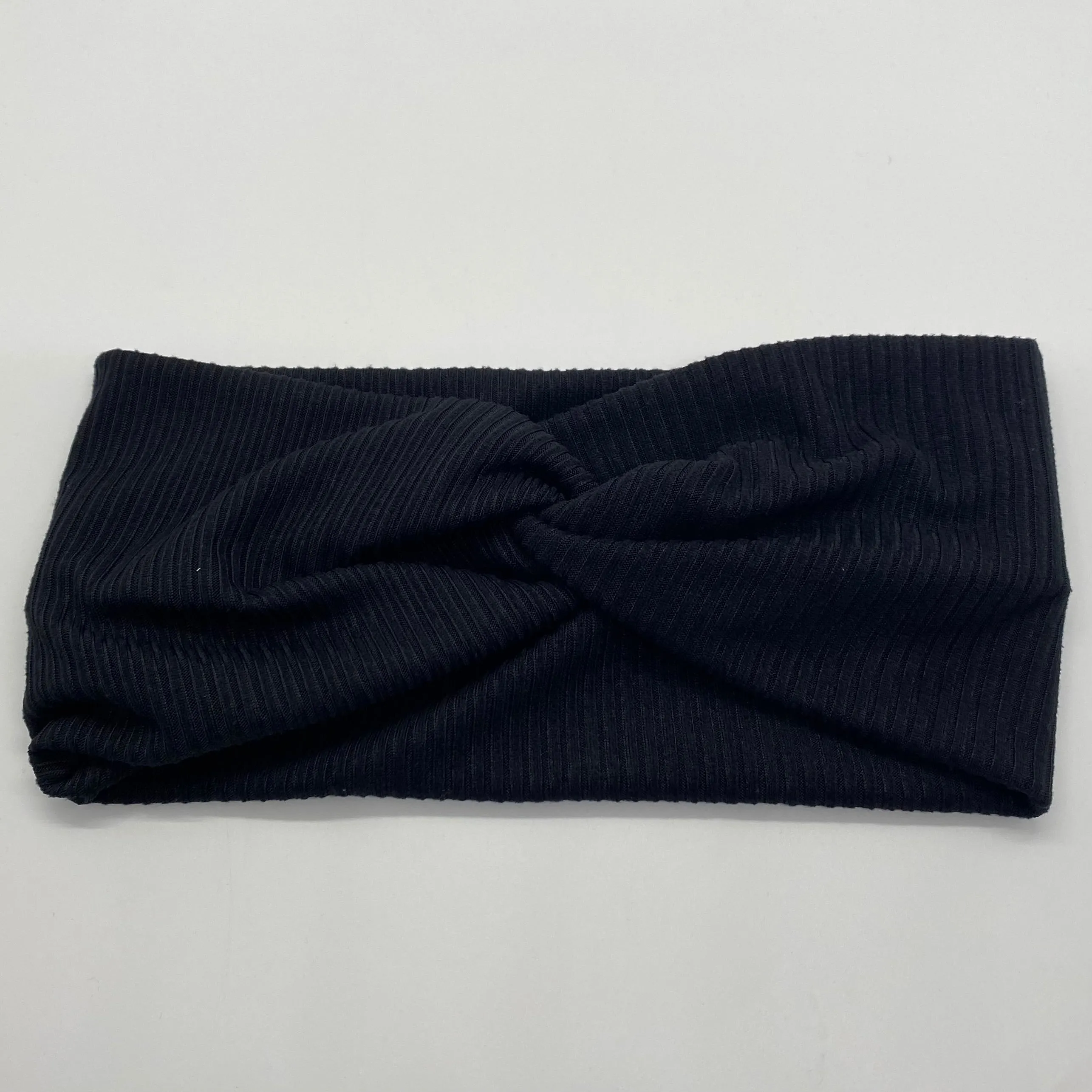 Ribbed Black Twist Headband