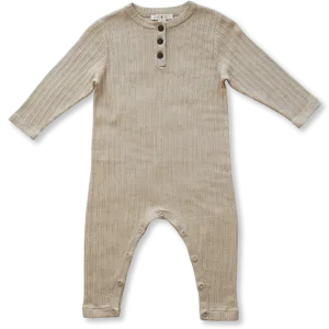 Ribbed Button Jumpsuit - Natural