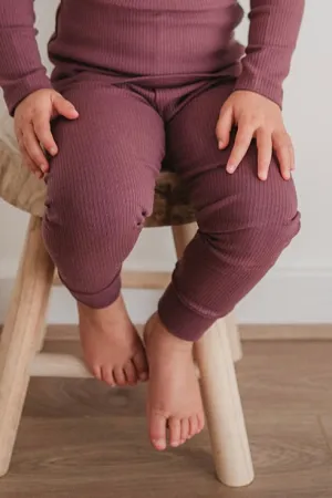Ribbed Leggings in Plum