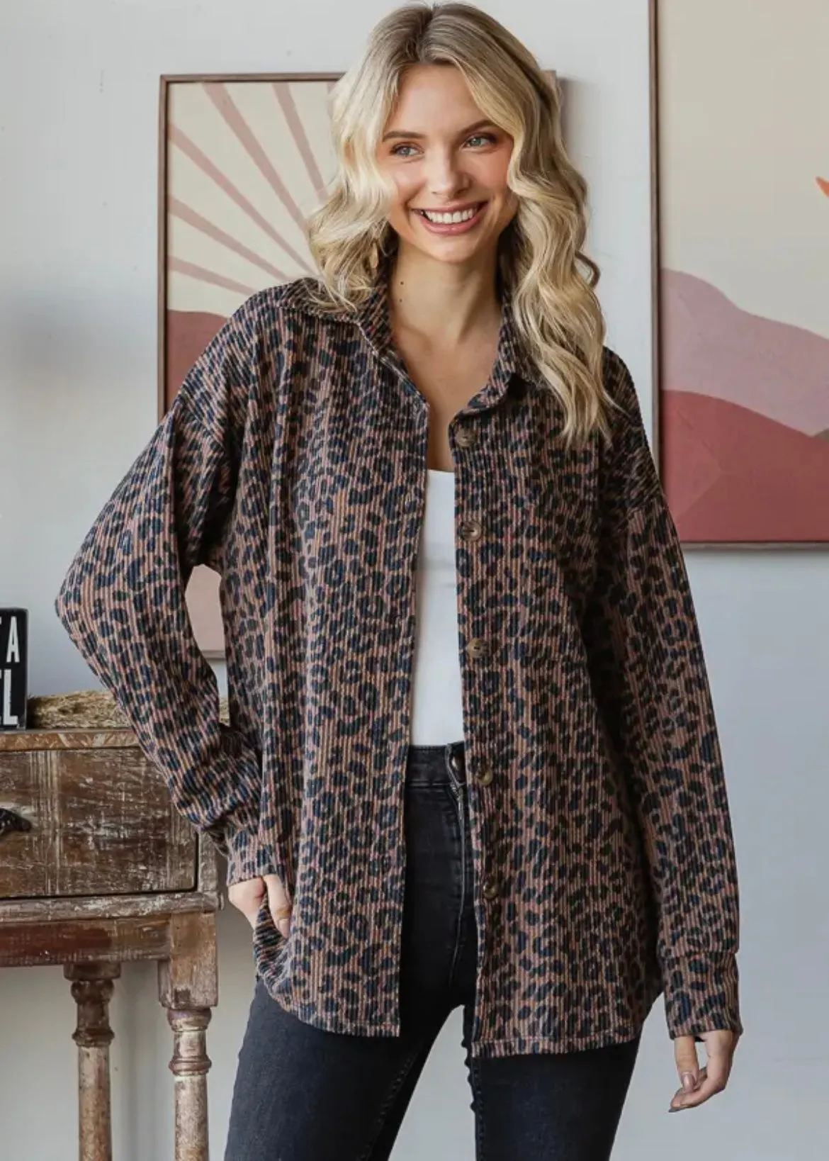 Ribbed Leopard Shackets