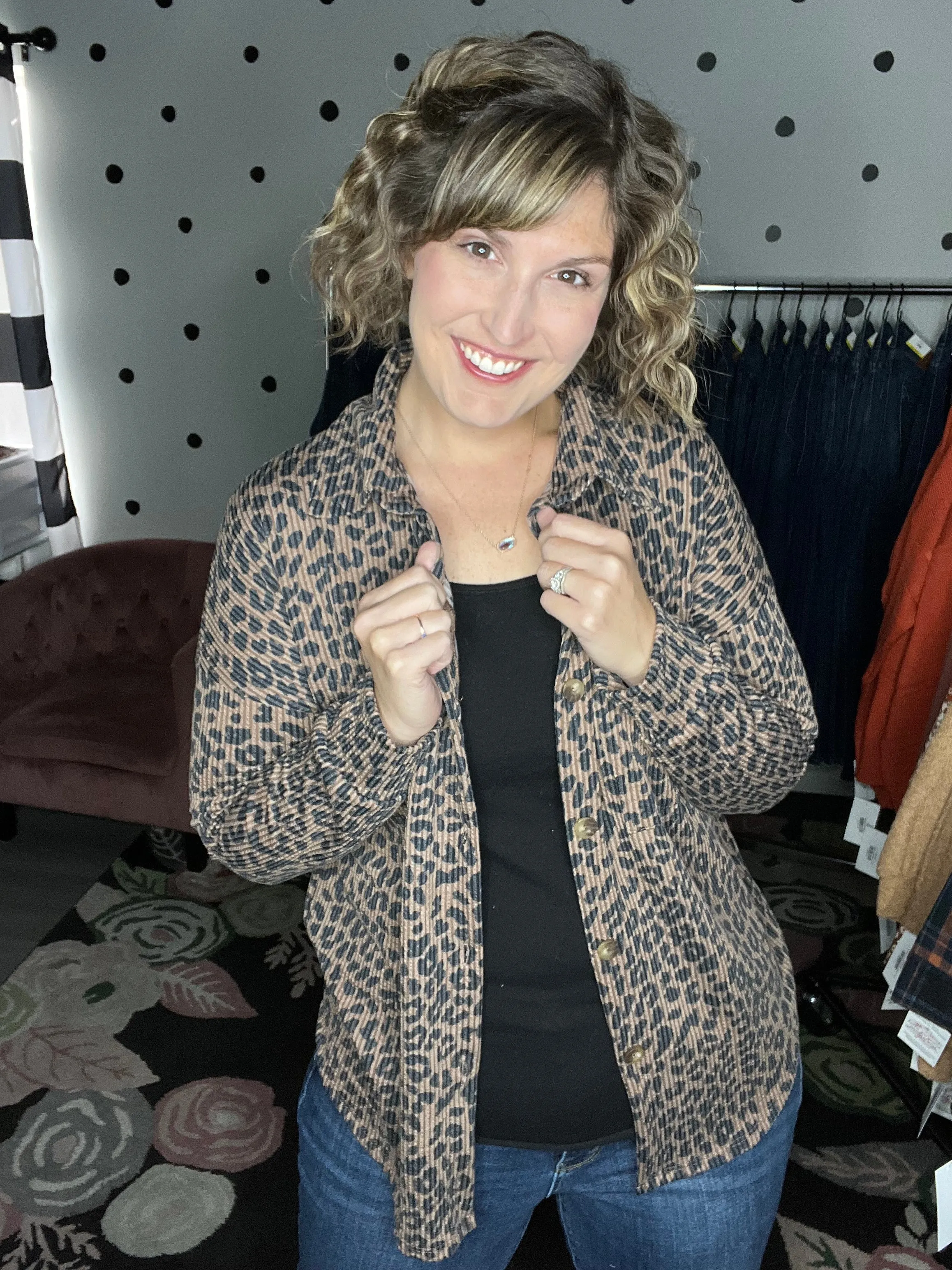 Ribbed Leopard Shackets