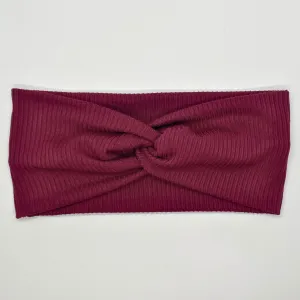 Ribbed Maroon Twist Headband