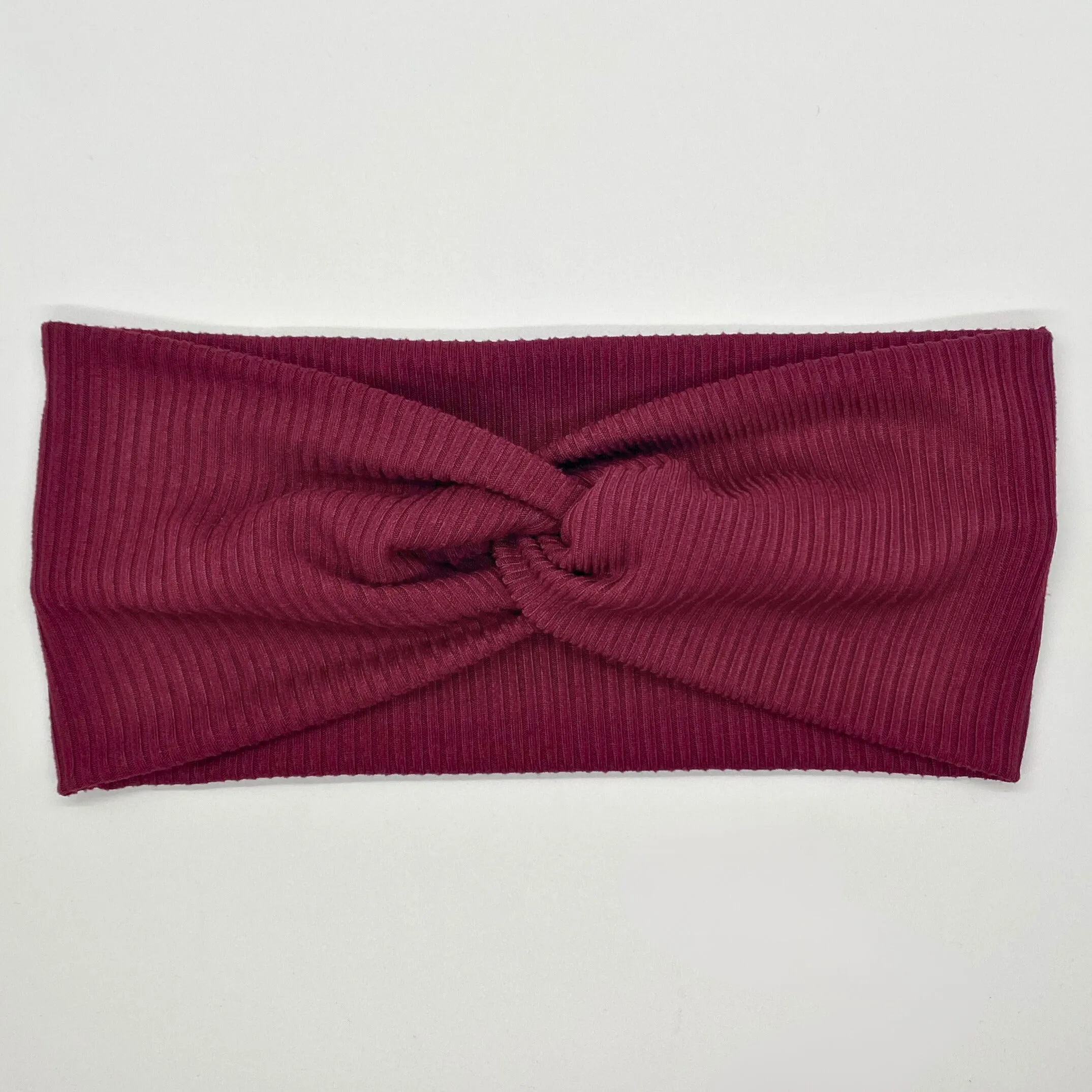 Ribbed Maroon Twist Headband