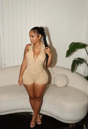 Ribbed romper (nude)