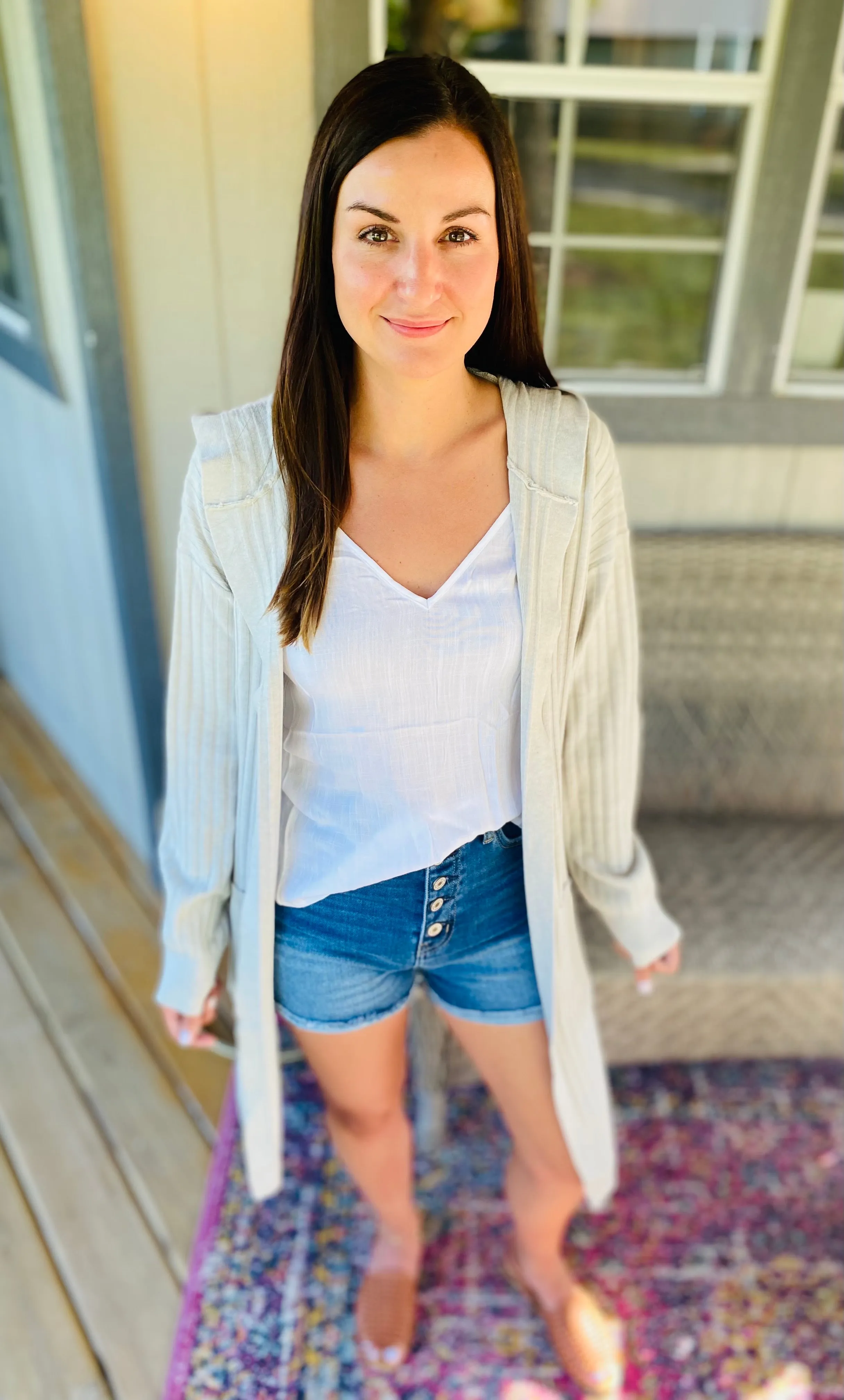 Ribbed Slit Cardigan