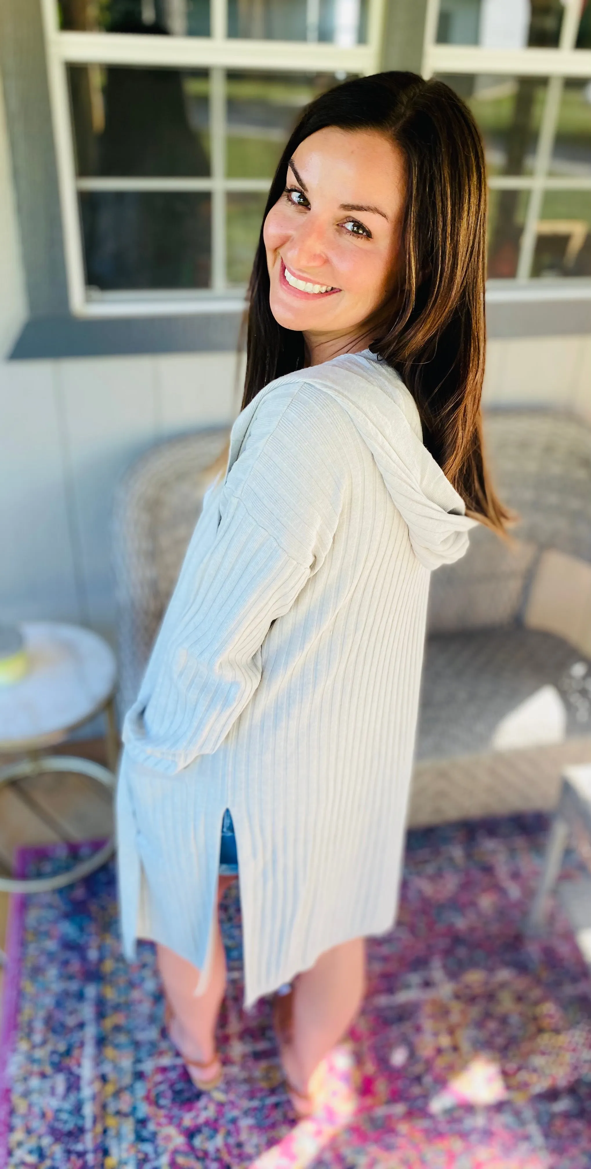 Ribbed Slit Cardigan