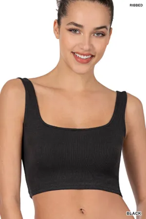 Ribbed Square Neck Brami-Multiple Colors Available