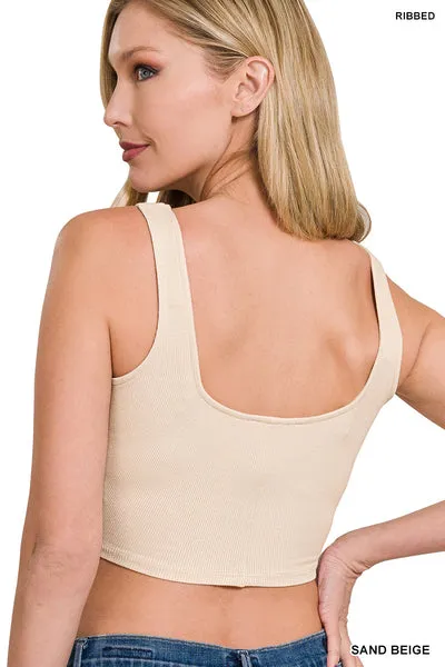 Ribbed Square Neck Brami-Multiple Colors Available