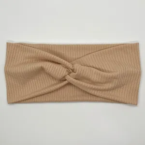 Ribbed Tan Twist Headband