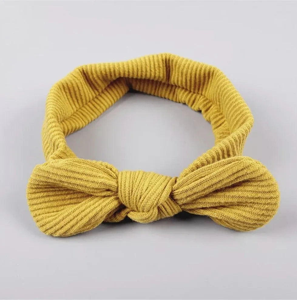 Ribbed Top Knot Headband | Mustard