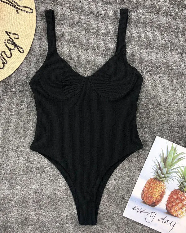 Ribbed Underwire One Pieces