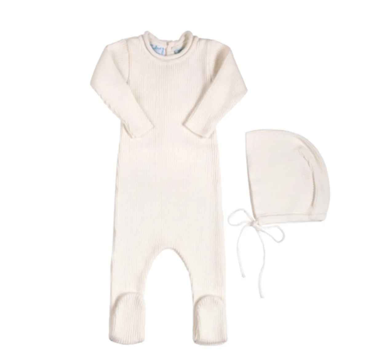 Rolled Collar Ribber Romper with Hat