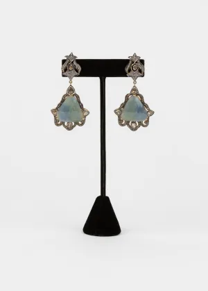Rose Cut Diamond and Sapphire Earrings