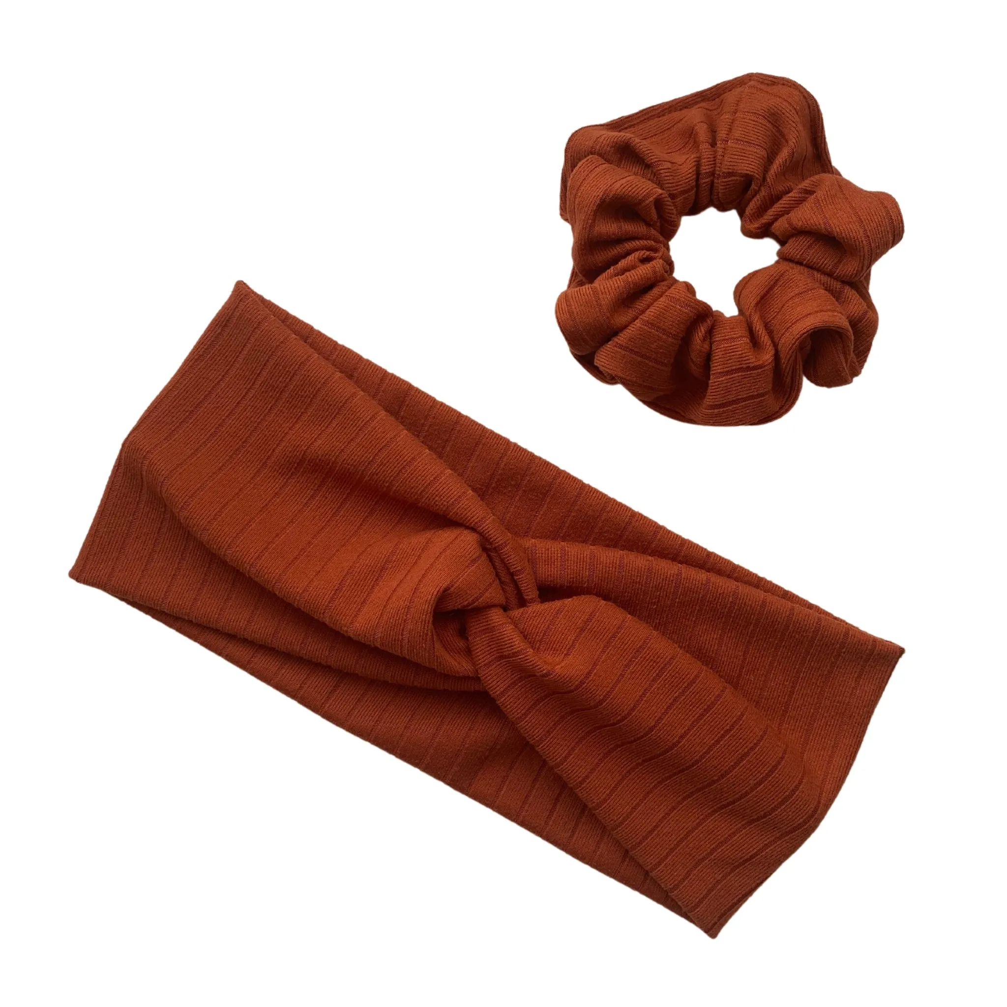 Rust / Burnt Orange Ribbed Faux Knot Headband