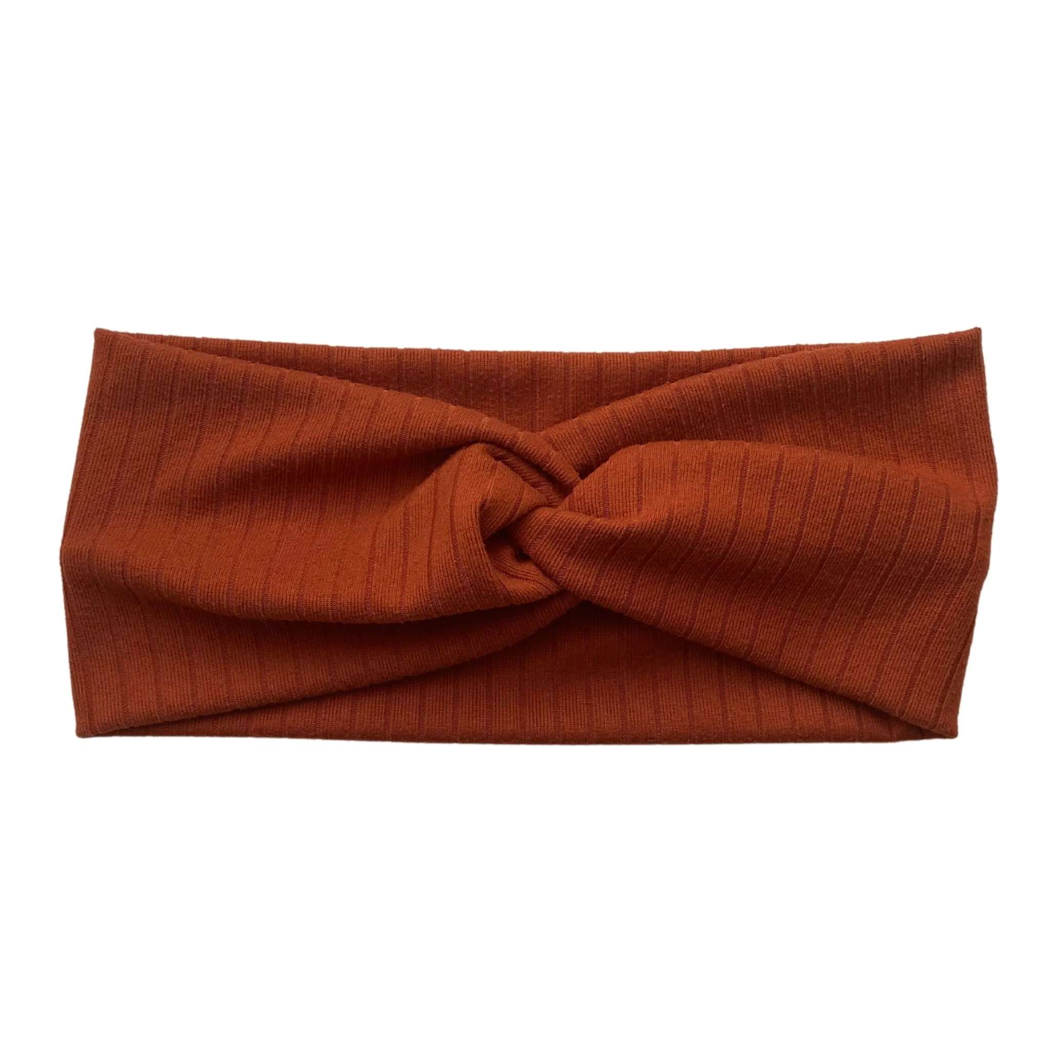 Rust / Burnt Orange Ribbed Faux Knot Headband