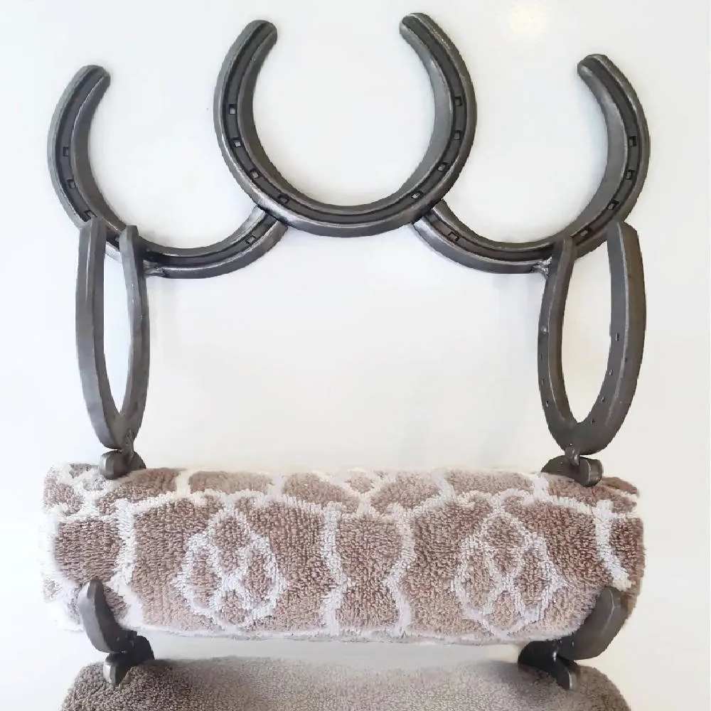 Rustic Horseshoe Towel Holder and Hanger - The Heritage Forge