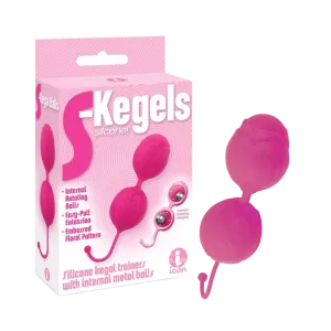 S-Kegels Silicone Textured Kegel Trainers With Internal Balls Pink