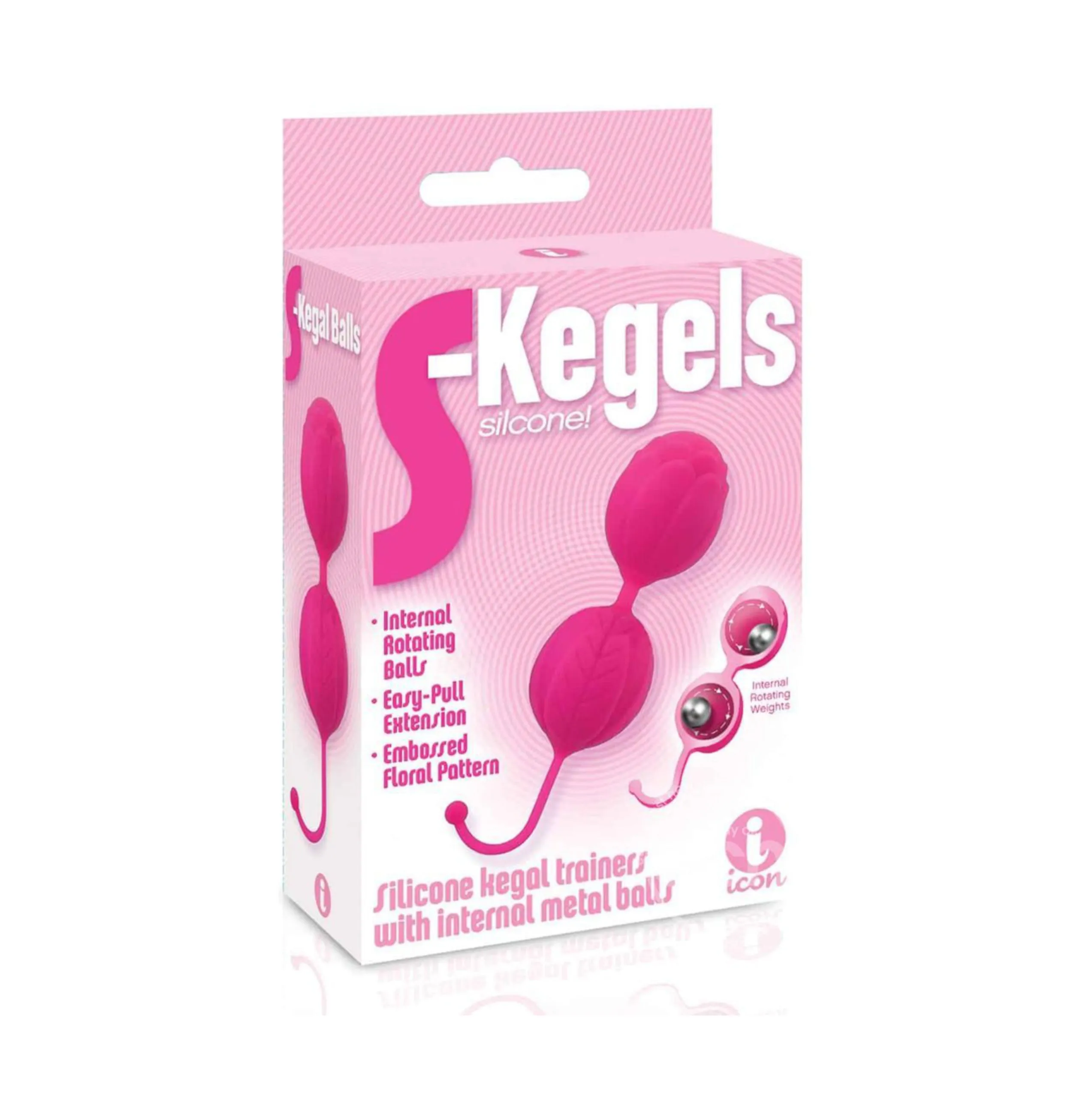 S-Kegels Silicone Textured Kegel Trainers With Internal Balls Pink