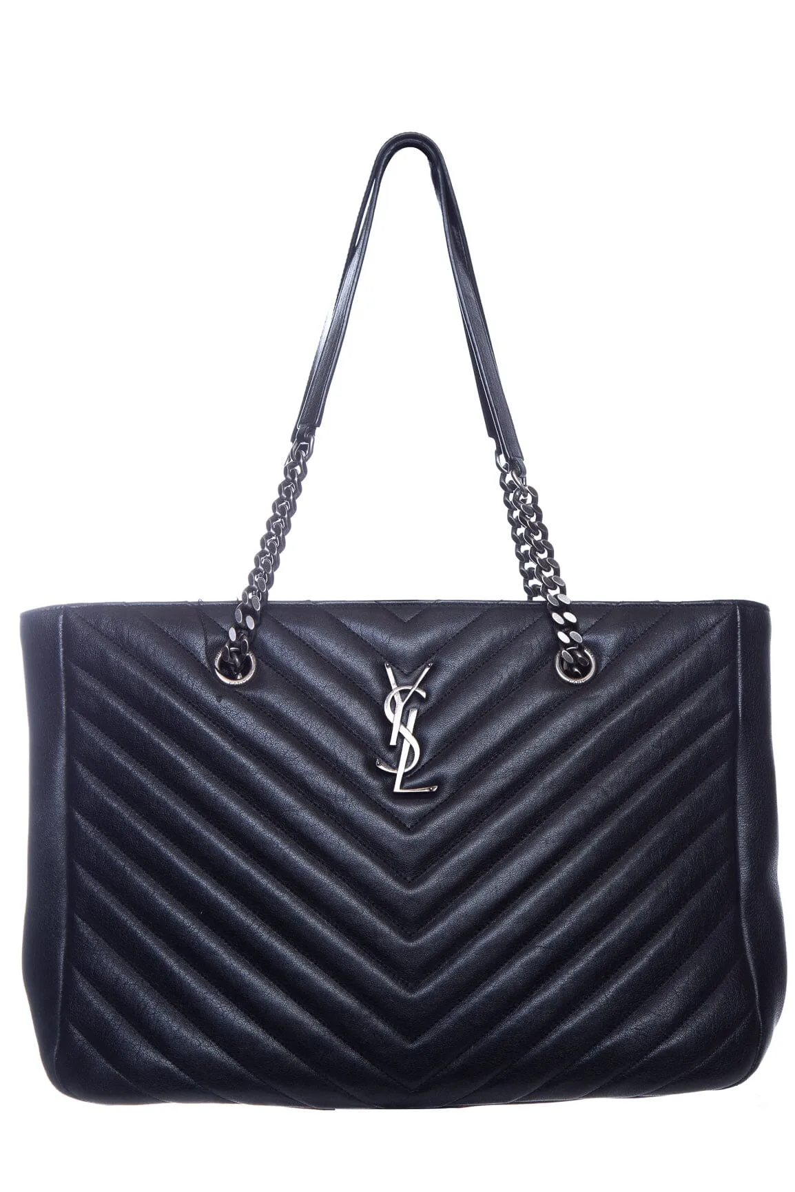 Saint Laurent Black Leather Loulou Shopping Tote
