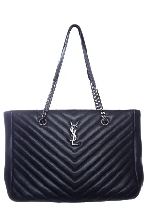 Saint Laurent Black Leather Loulou Shopping Tote