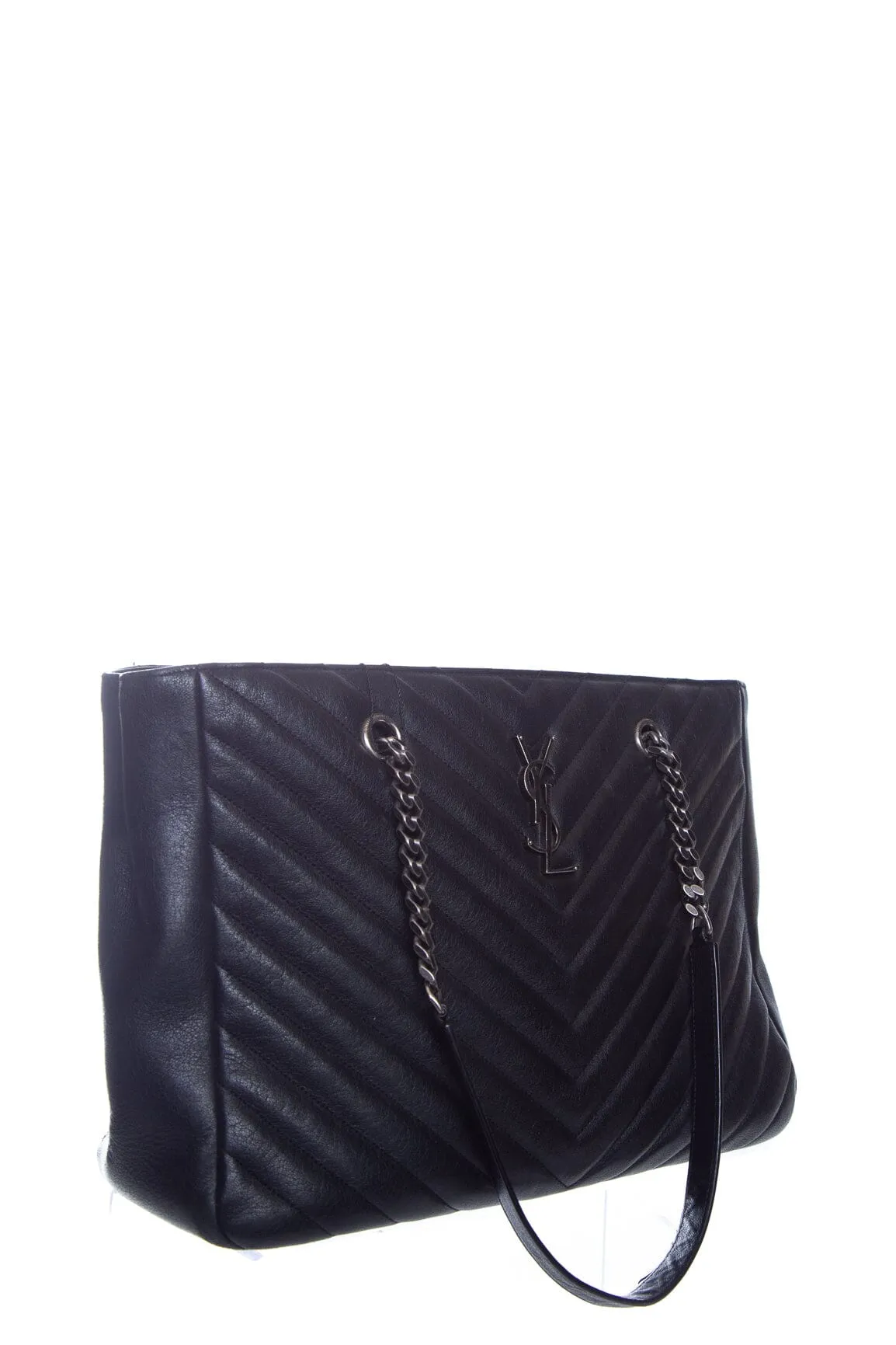 Saint Laurent Black Leather Loulou Shopping Tote