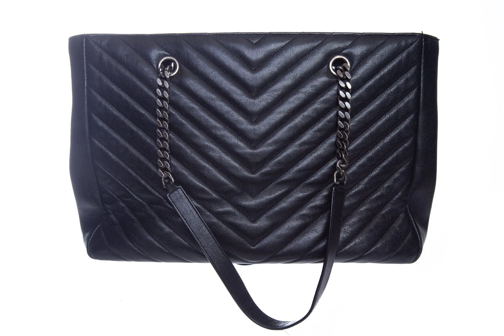Saint Laurent Black Leather Loulou Shopping Tote