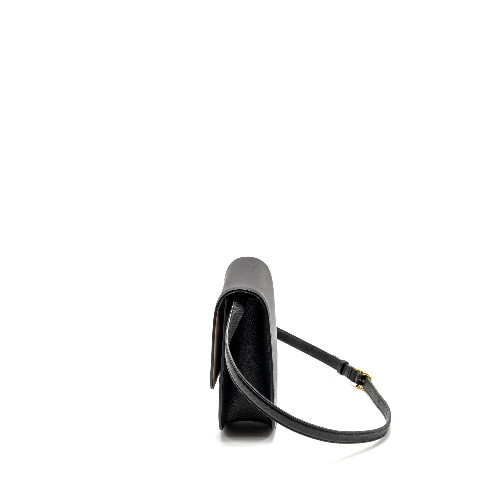 Salvatore Ferragamo Gancini Rounded Flap Bag Calfskin Black GHW