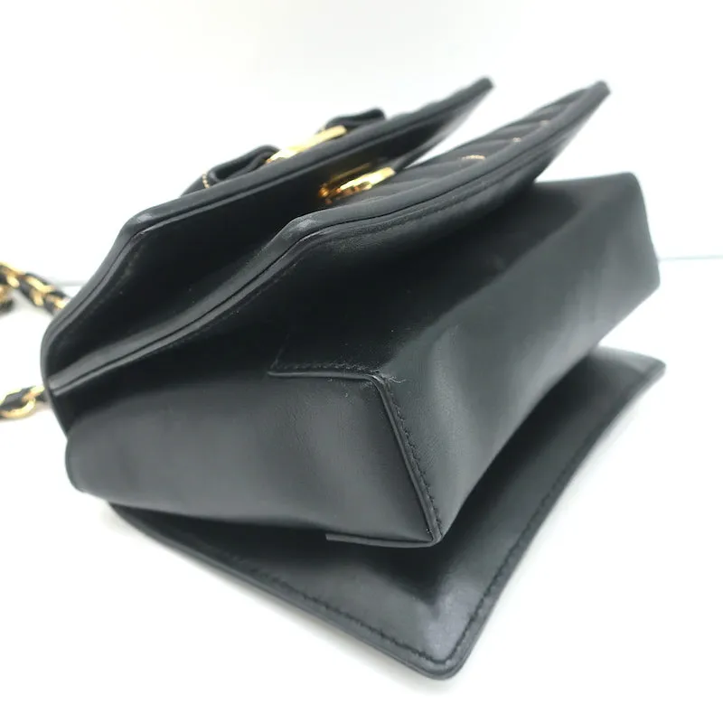 Salvatore Ferragamo Ginny Mini Crossbody Bag Black Chain-Trim Leather