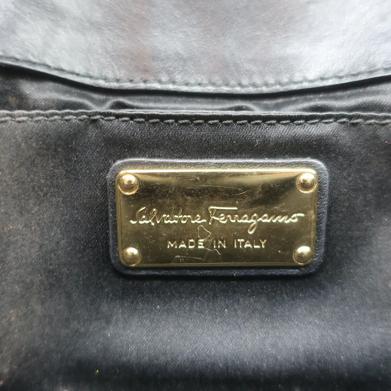 Salvatore Ferragamo Ginny Mini Crossbody Bag Black Chain-Trim Leather