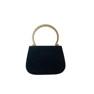 Salvatore Ferragamo Navy Suede Logo 2-Way Top Handle Bag