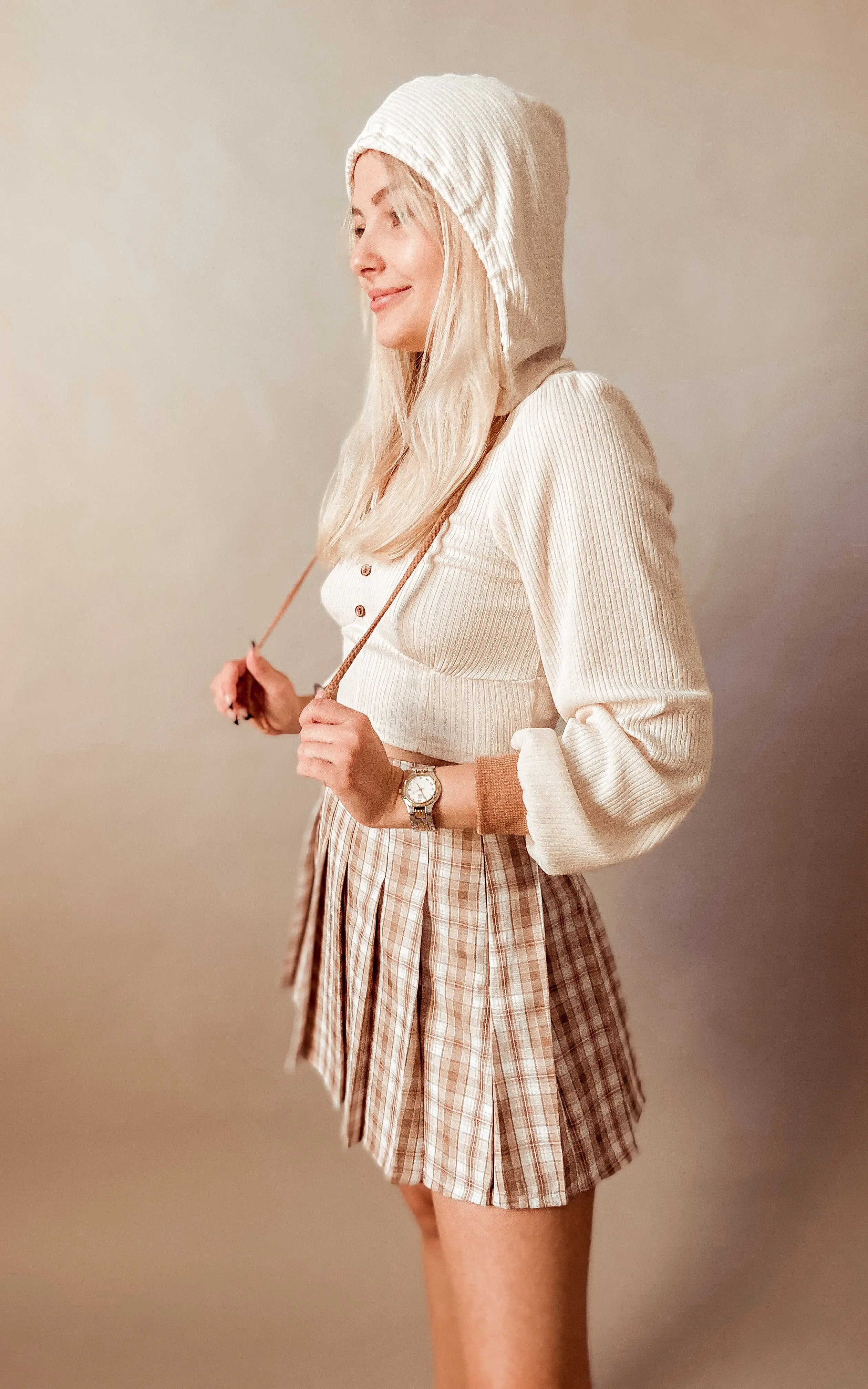 Sandra Crop Hoodie (Cream)