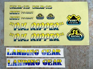 SE Racing PK Ripper XL Frame and Fork Stickers Blue / Yellow Drip NOS