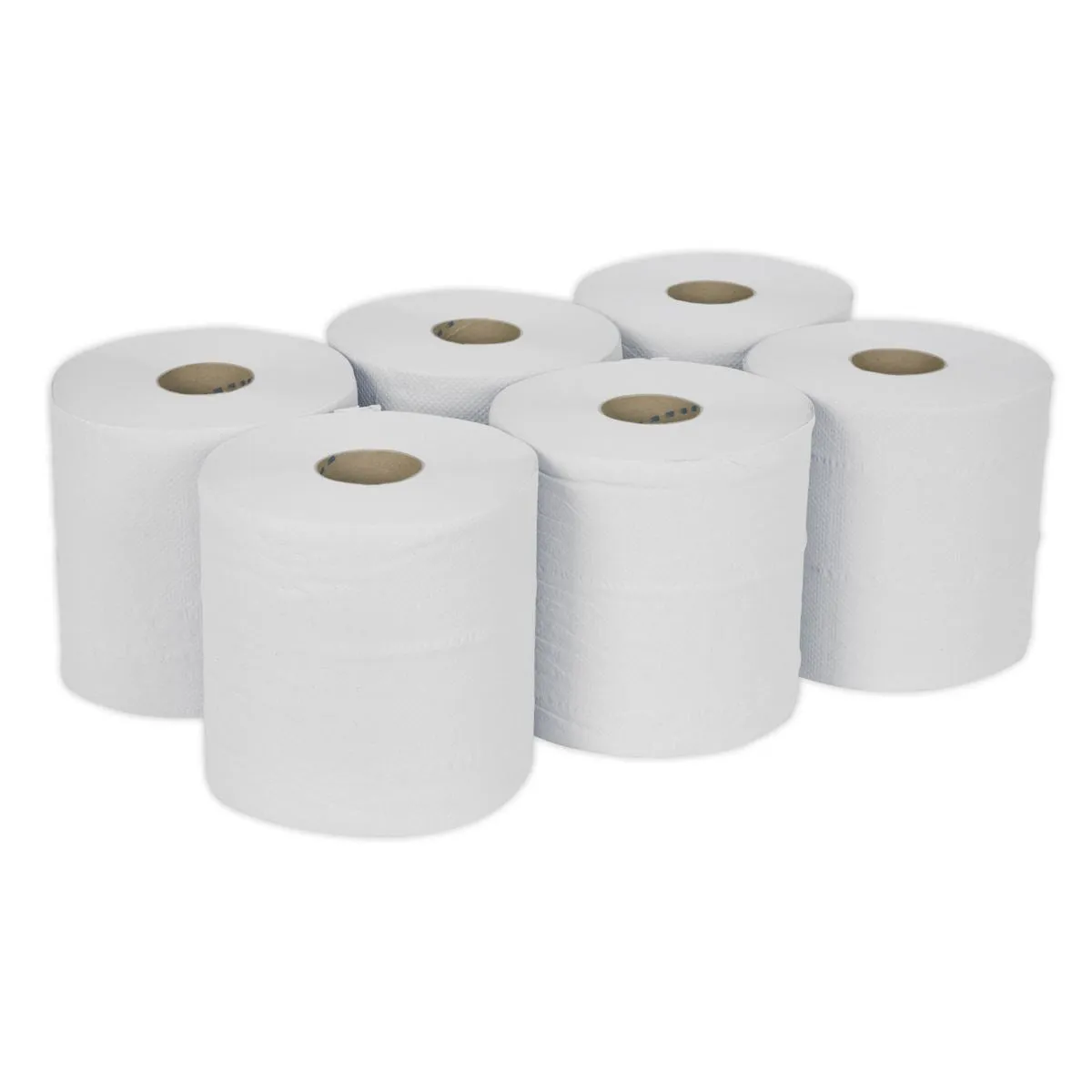 Sealey Paper Roll White 2-Ply Embossed 150m Pack of 6