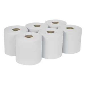 Sealey Paper Roll White 2-Ply Embossed 150m Pack of 6