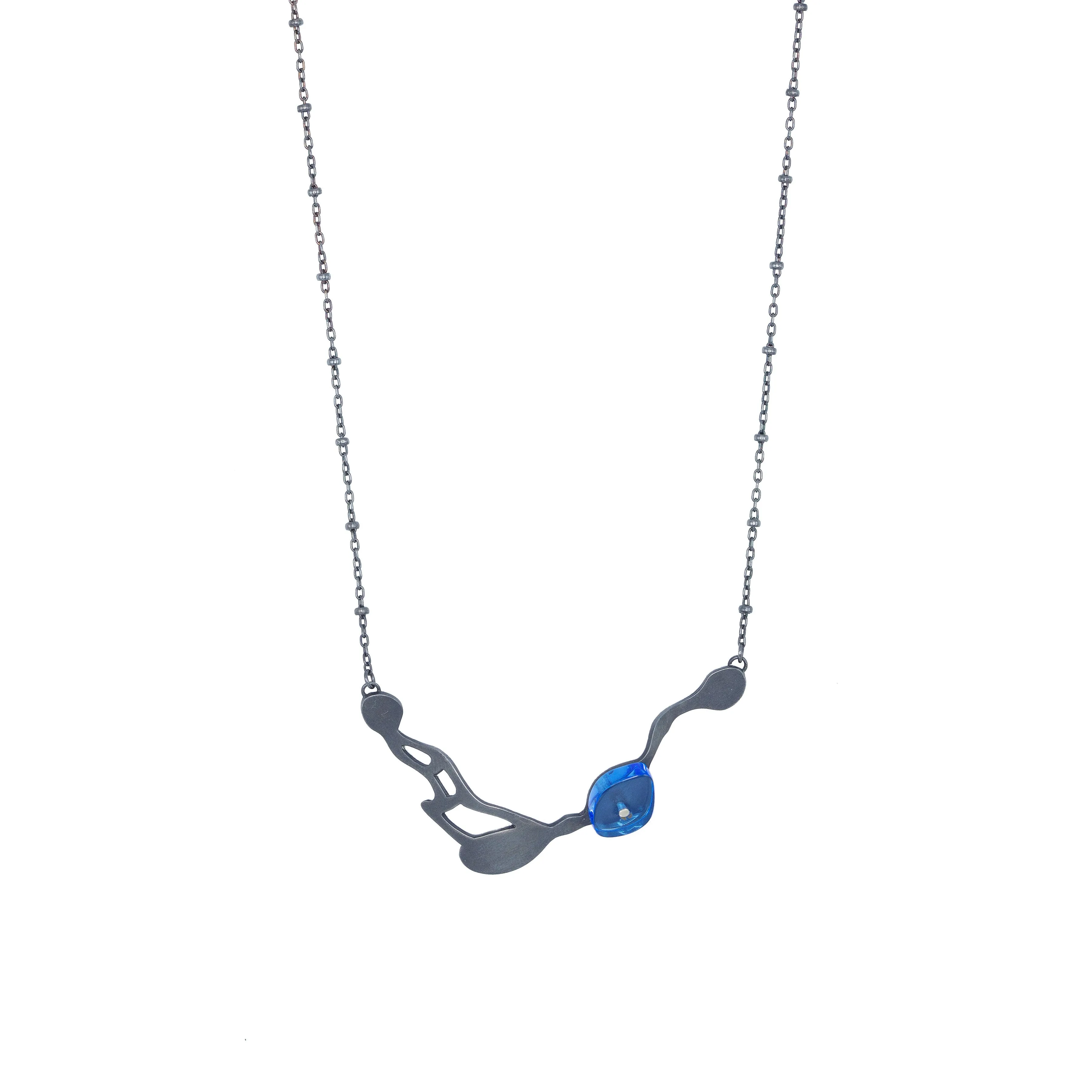 Seaweed Collar Necklace in Oxidized Silver