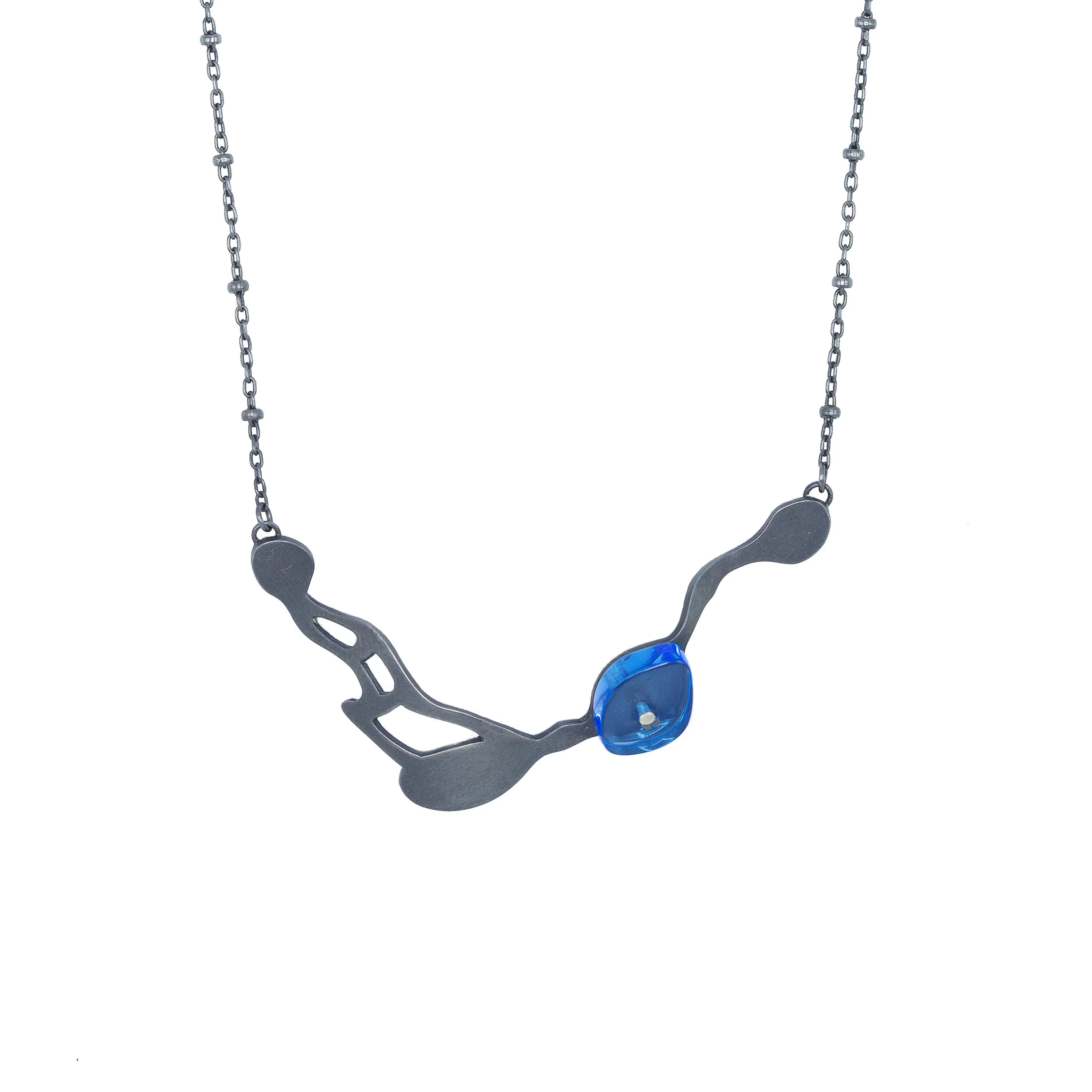 Seaweed Collar Necklace in Oxidized Silver
