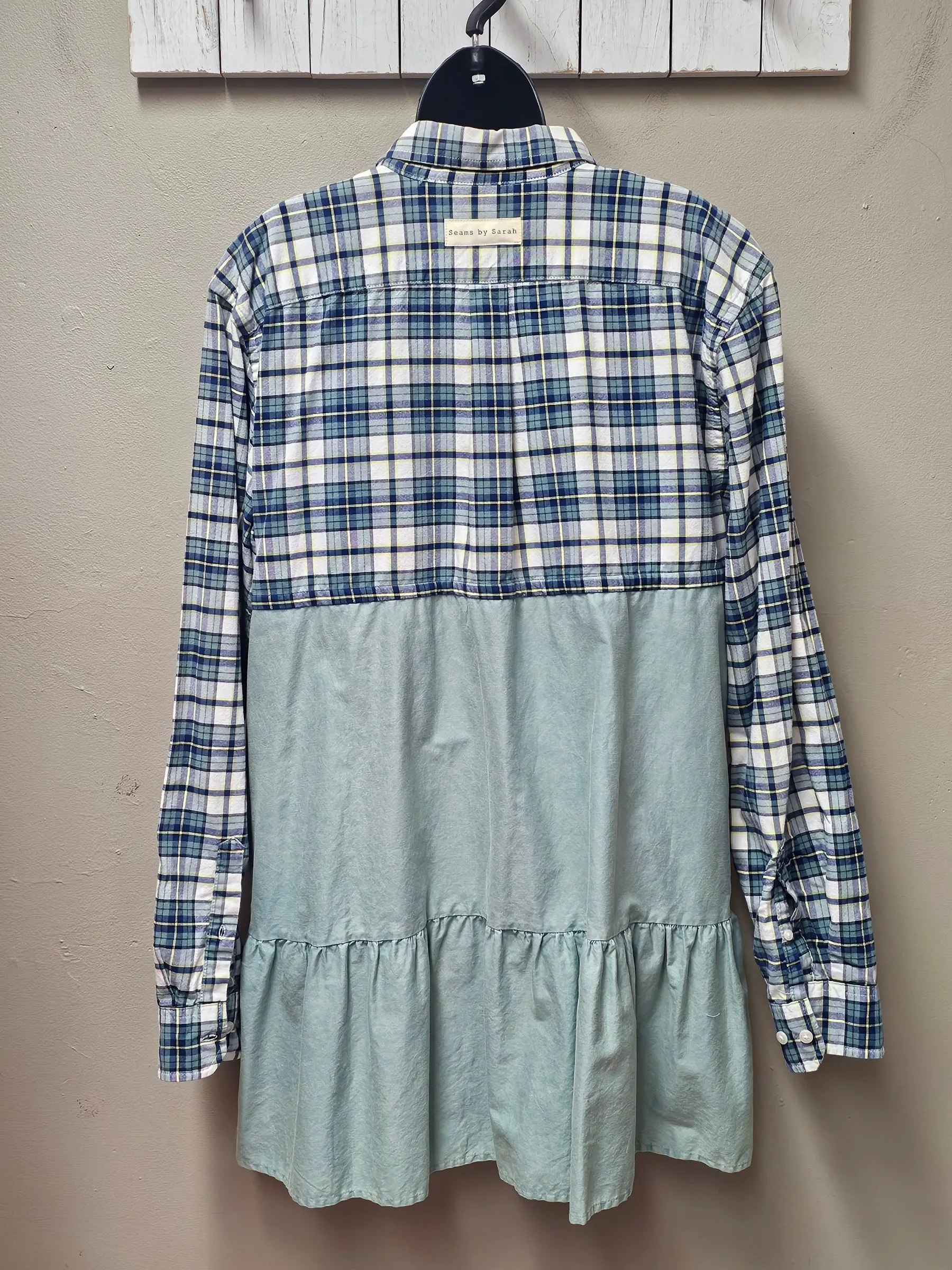 Sharp Grey  Navy Plaid Cardigan/Jacket Seams by Sarah