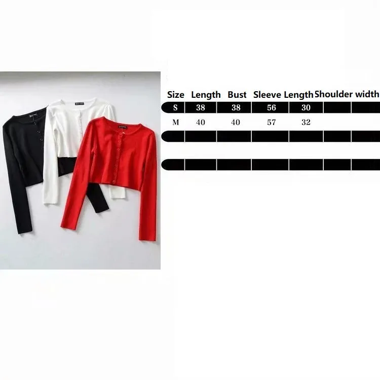 Short-breasted single-breasted knitted button cardigan sweater