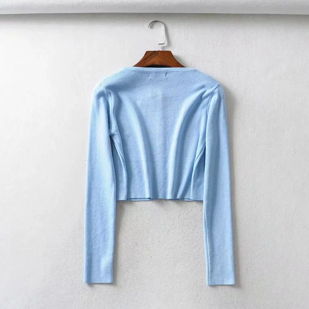 Short-breasted single-breasted knitted button cardigan sweater