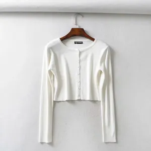 Short-breasted single-breasted knitted button cardigan sweater