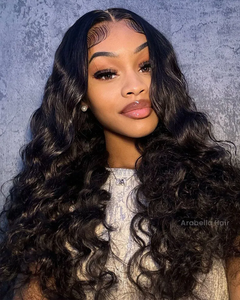Silky Straight Natural Black 13x4/6x5 Pre-Cut Lace Front Human Hair Wig