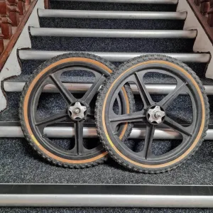 Skyway Tuff II Alloy Flanged Wheels Pair Black with Comp III Tyres Used